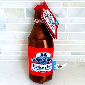 NWT Bark Box Barkweiser Budweiser Beer Bottle Dog Toy Crinkle Squeaker Small